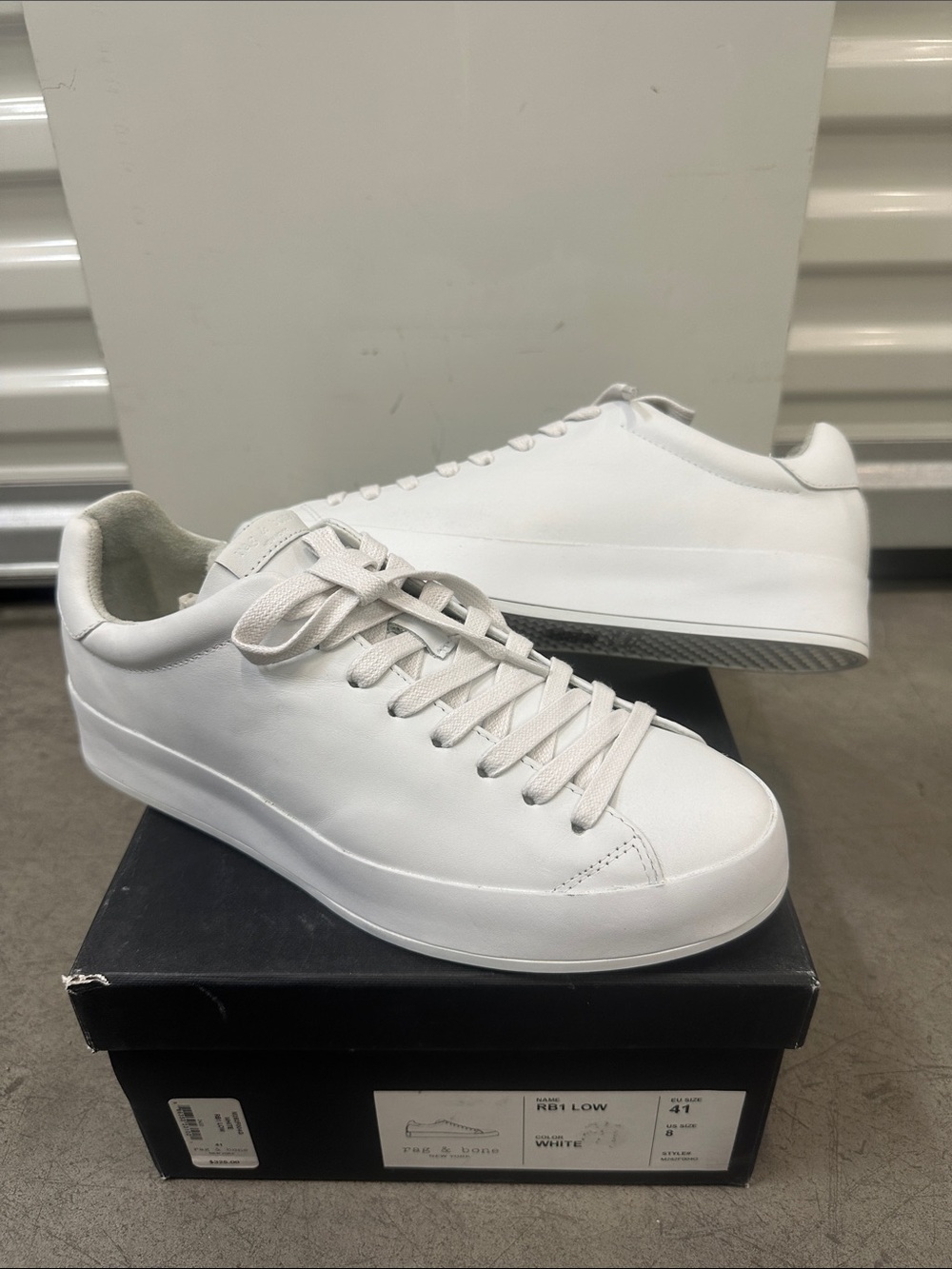 rag & bone White Low-Profile Leather Sneakers